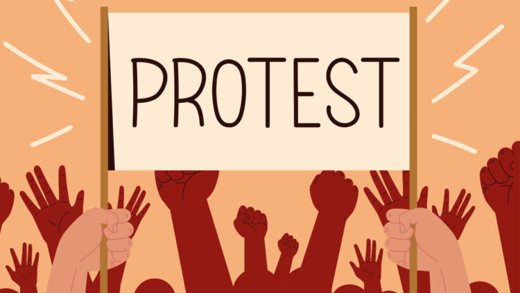 protest activism, hands with placard